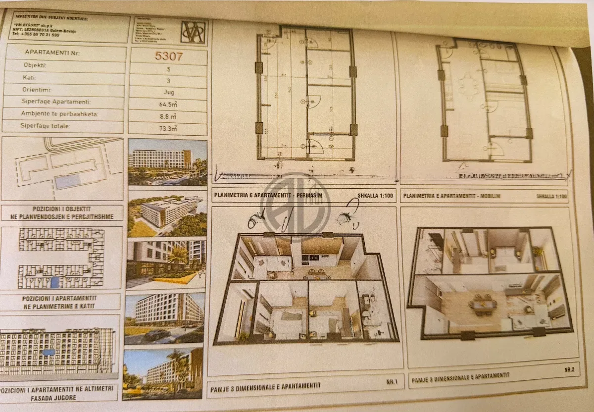 Apartament 2+1 73.3 m2 tek Rezidenca VM. 2