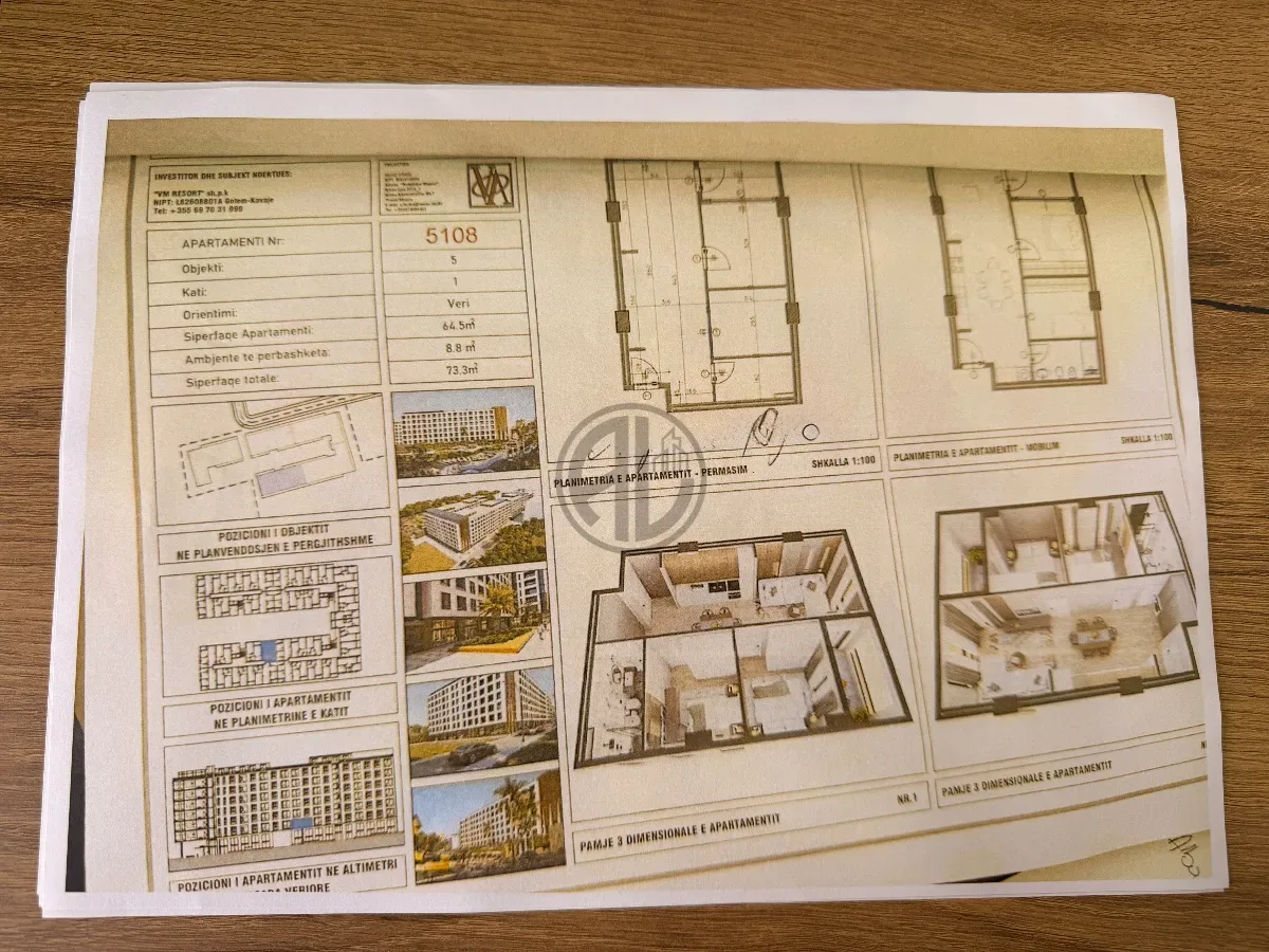 Apartament 2+1 tek Rezidenca VM. 73.3 m2 2