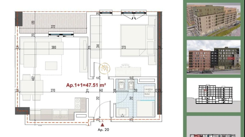Shitje | Apartament 1 + 1 | Ringside Residences | 66000 € 1