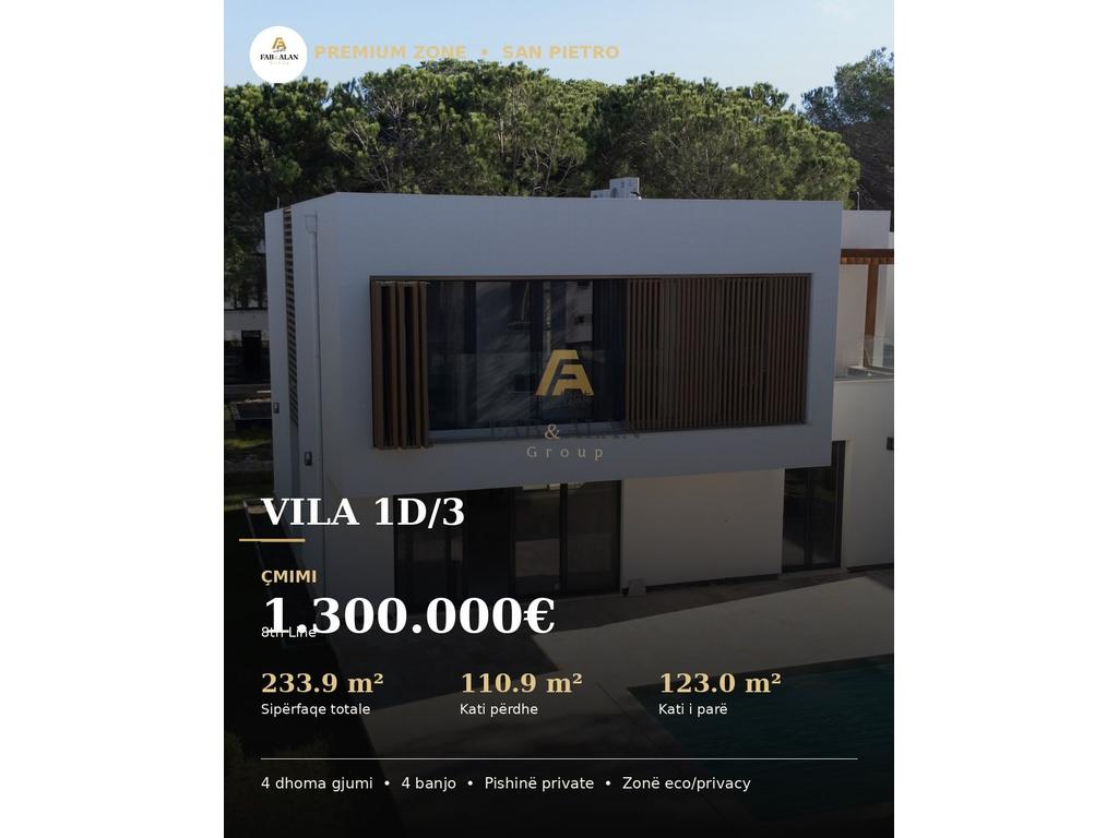 Vilë 4+4 Në Shitje në San Pietro Resort Lalzi Bay, Durrës - 1.300.000€ | 233 m²