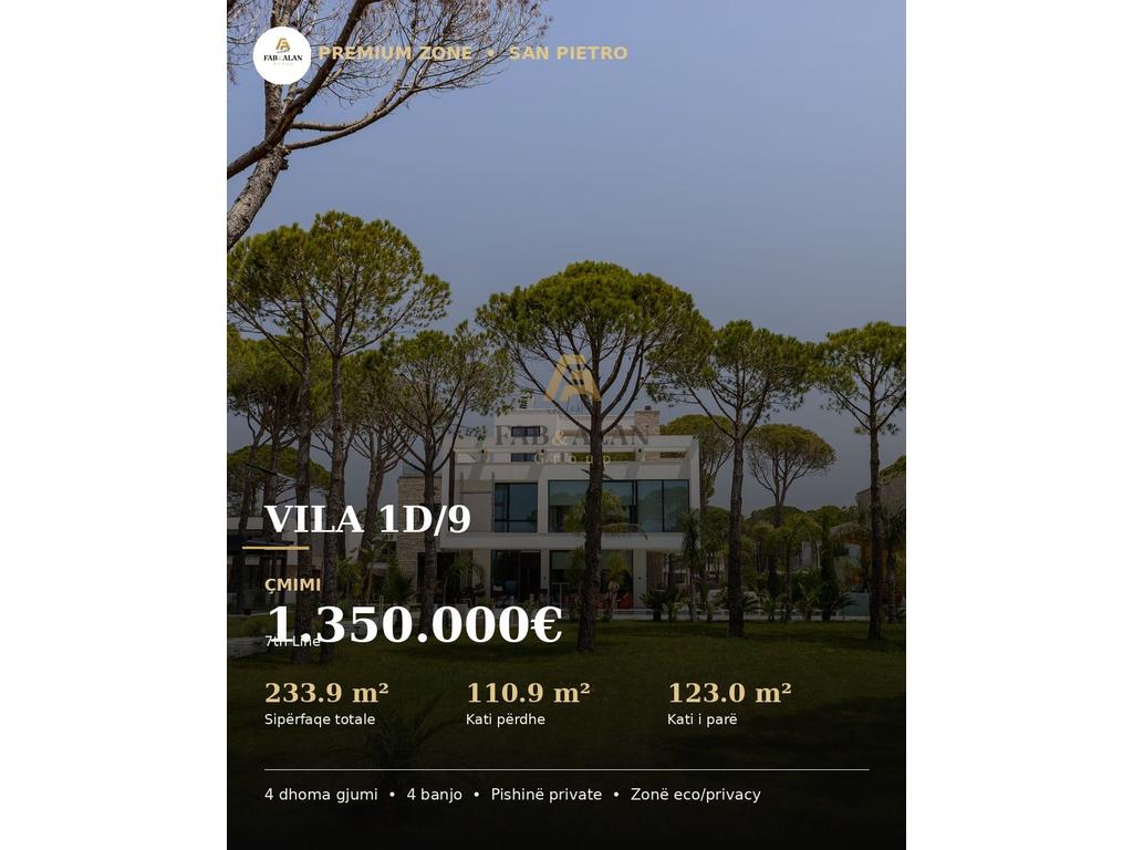 Vilë 4+4 në shitje në San Pietro Resort - Lalzi Bay, Durrës - 1.350.000€ | 233 m²