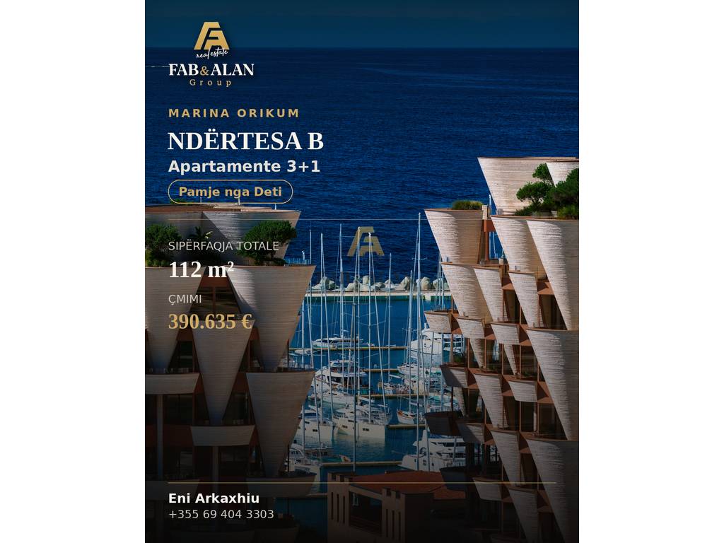 Apartament 3+3 Në Shitje Marina Orikum, në Orikum, Vlorë - 390,635€ | 112 m²