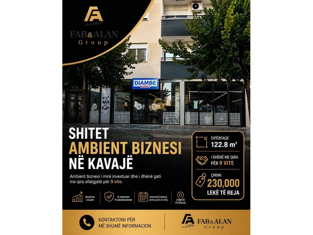 Dyqan Per Shitje në Kavajë - 303316€ | 122 m²