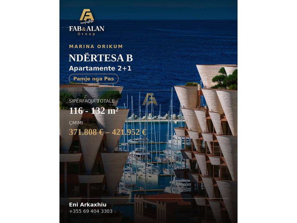 Apartamente 2+2 Për Shitje Marina Orikum, në Orikum, Vlorë - Kontaktoni për Çmim |116 m² - 132 m²