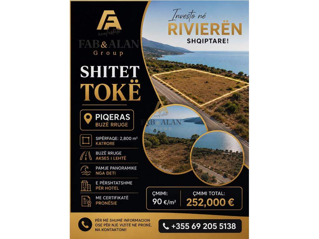 🌊 Shitet Tokë në Piqeras – Mundësi e Shkëlqyer Investimi!