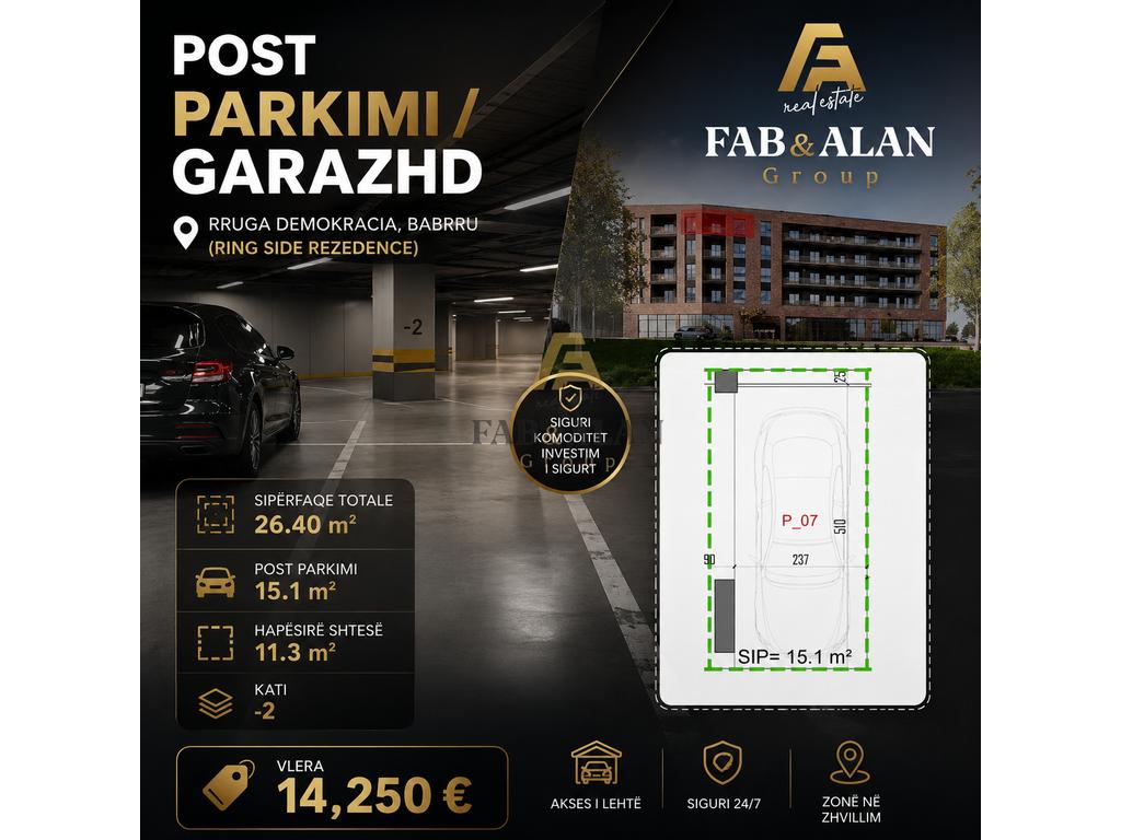 Post Parkimi Për Shitje ke Ring Side Residence në Babrru, Tiranë - 14,250€ | 26 m²