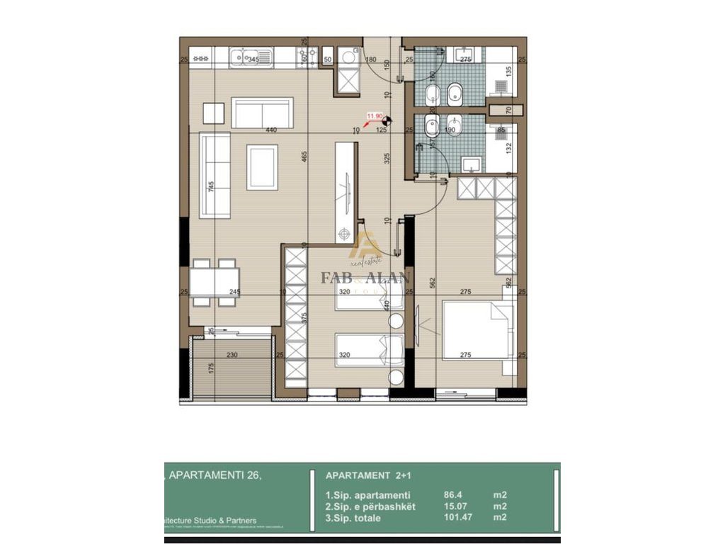 NE KAMEZ PRANE BASHKISE APARTAMENT 2+1+2 PER SHITJE! 3