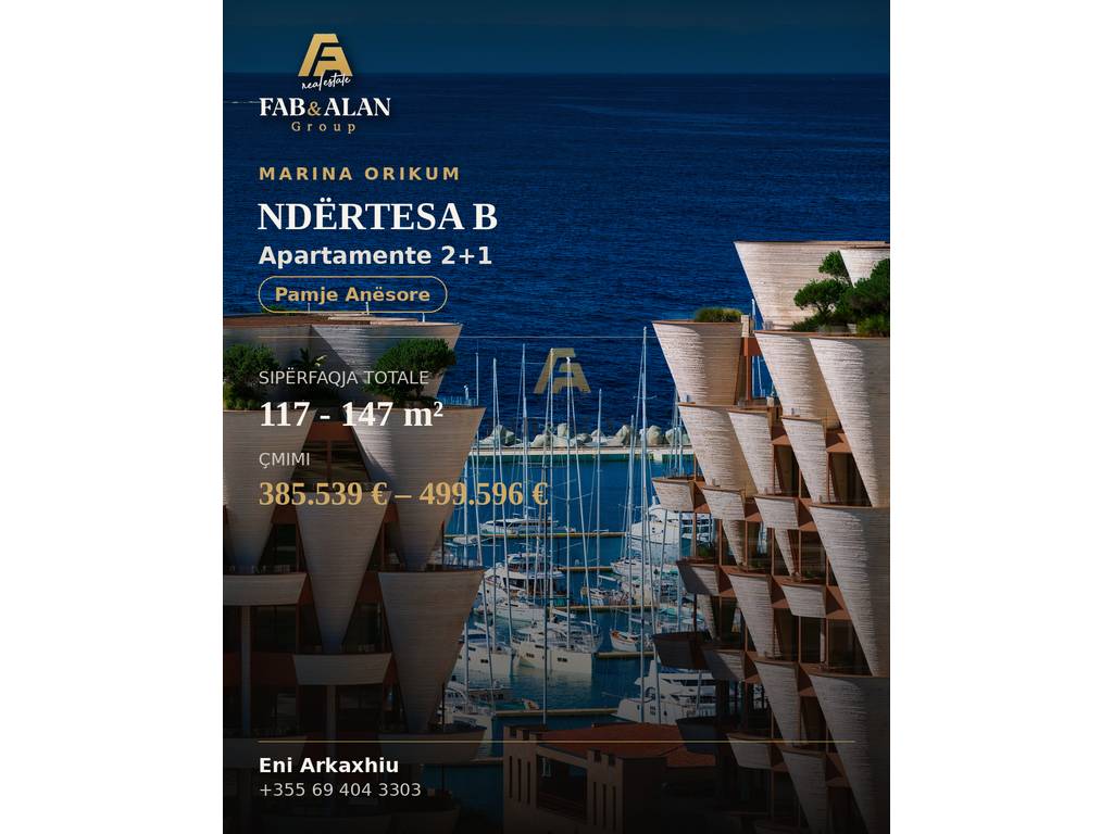 Apartamente 2+2 Për Shitje Marina Orikum, në Orikum, Vlorë - Çmimi sipas kërkesës |117 m² - 147 m²