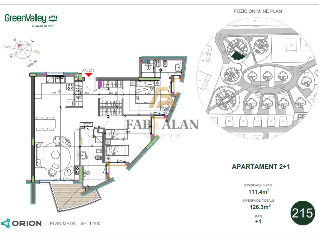 Apartament 2+1 për Shitje në Green Valley Residence, Dry Lake 💰 Çmimi: 383,000 € / 36,500,000 Lek 3