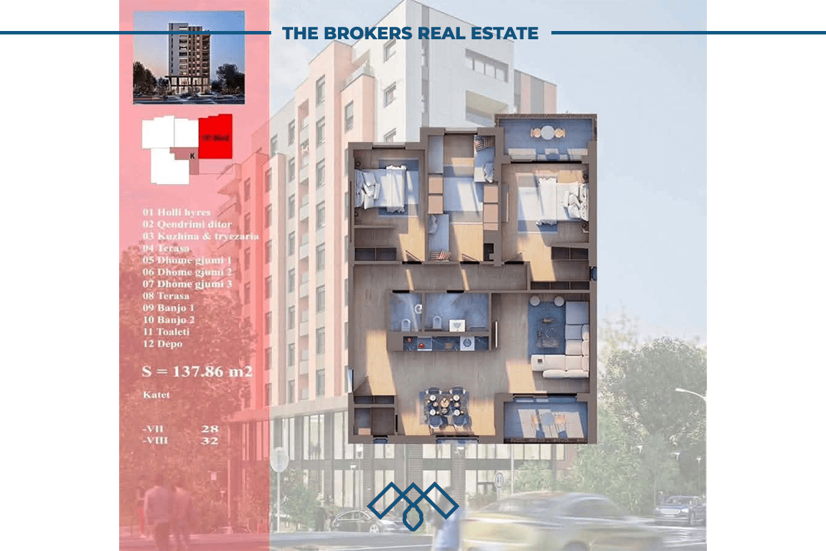 Banesë në shitje 137,86 m2 – Lagjja e Spitalit. 3