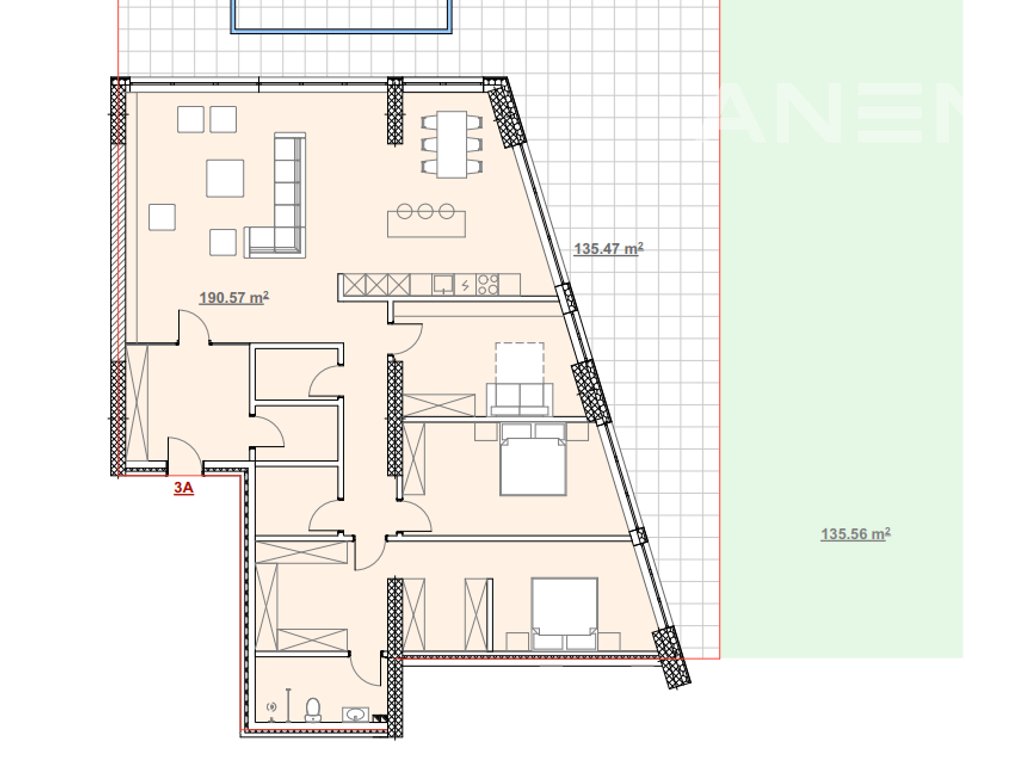 Banesë në shitje 190.57m² + 135.56m² tarracë në Marigona Hill 2