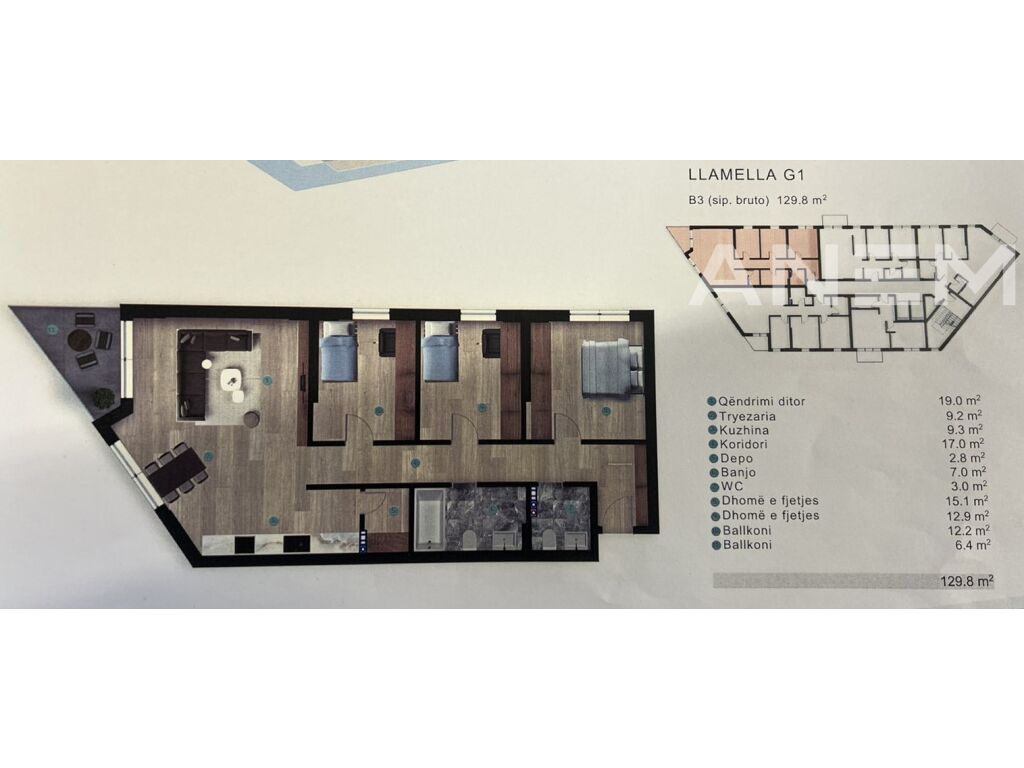 Banesë në shitje 129.8m² në lagjen Prishtina e Re