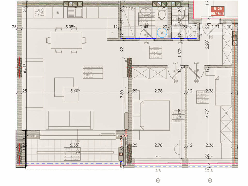 Banesë në shitje 95.17m² në rrugën A 2