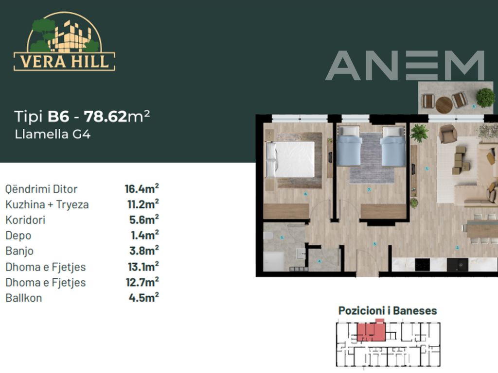 Banesë në shitje 78.62m2 tek Prishtina e Re 2