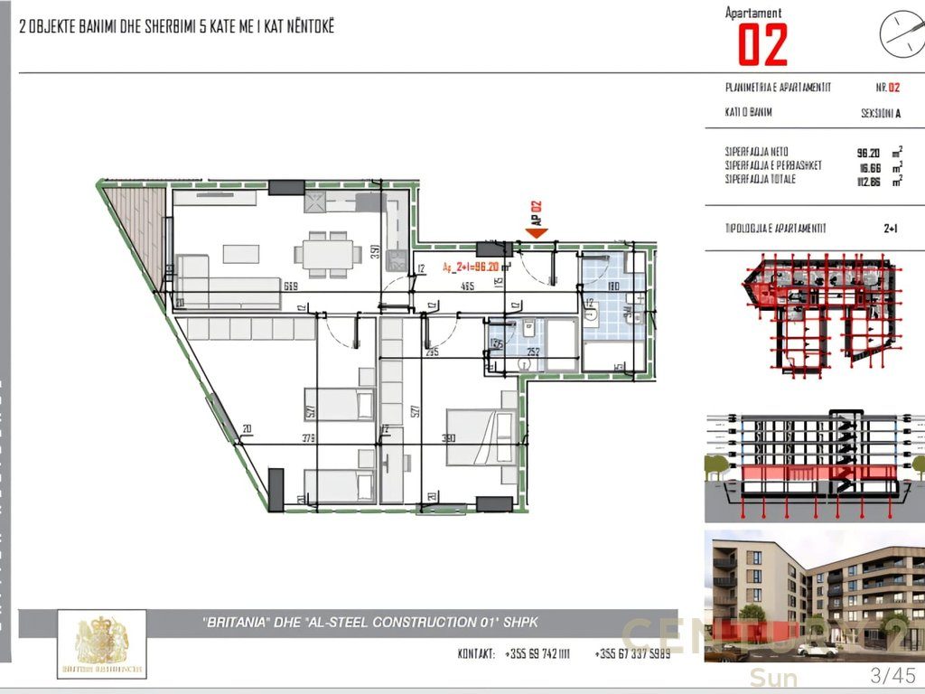 Shitet apartament 2+1+2 ne British Residence!