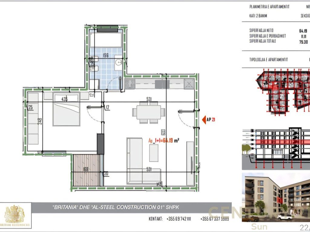 Shitet apartament 1+1 ne British Residence!