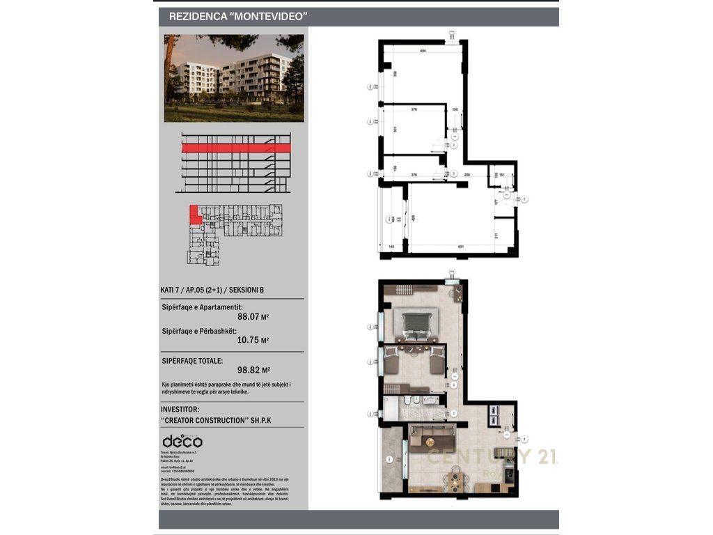 SHITET APARTAMENT 2+1 MONTEVIDEO RESIDENCE TE MALI ROBIT!!!