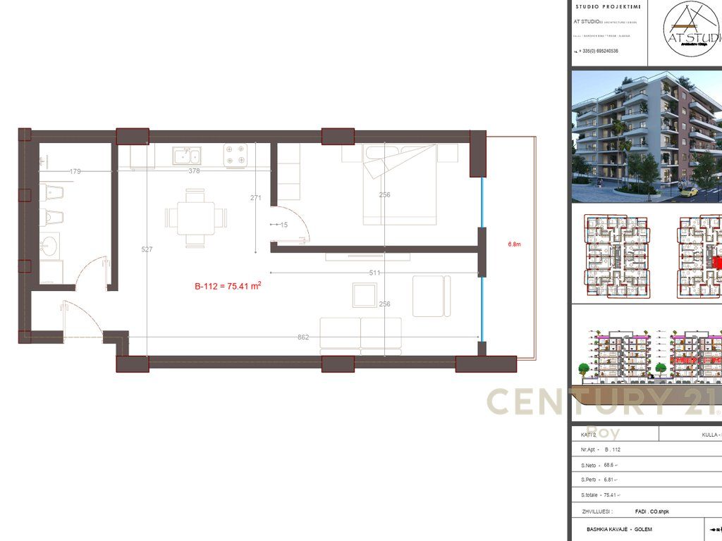 Apartament 1+1 Në Shitje në Golem, Mali i Robit, Durrës - 94,250€ | 75.4 m²