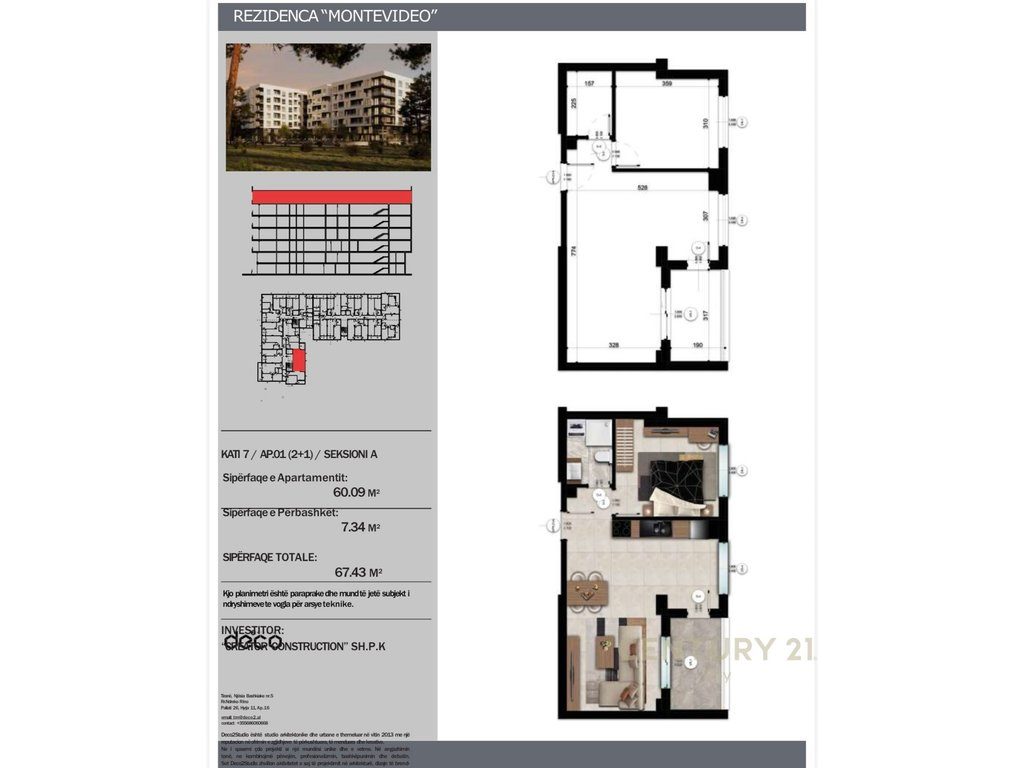 SHITET APARTAMENT 1+1 ME PAMJE DETI TEK MONTEVIDEO RESIDENCE TE MALI ROBIT !!!