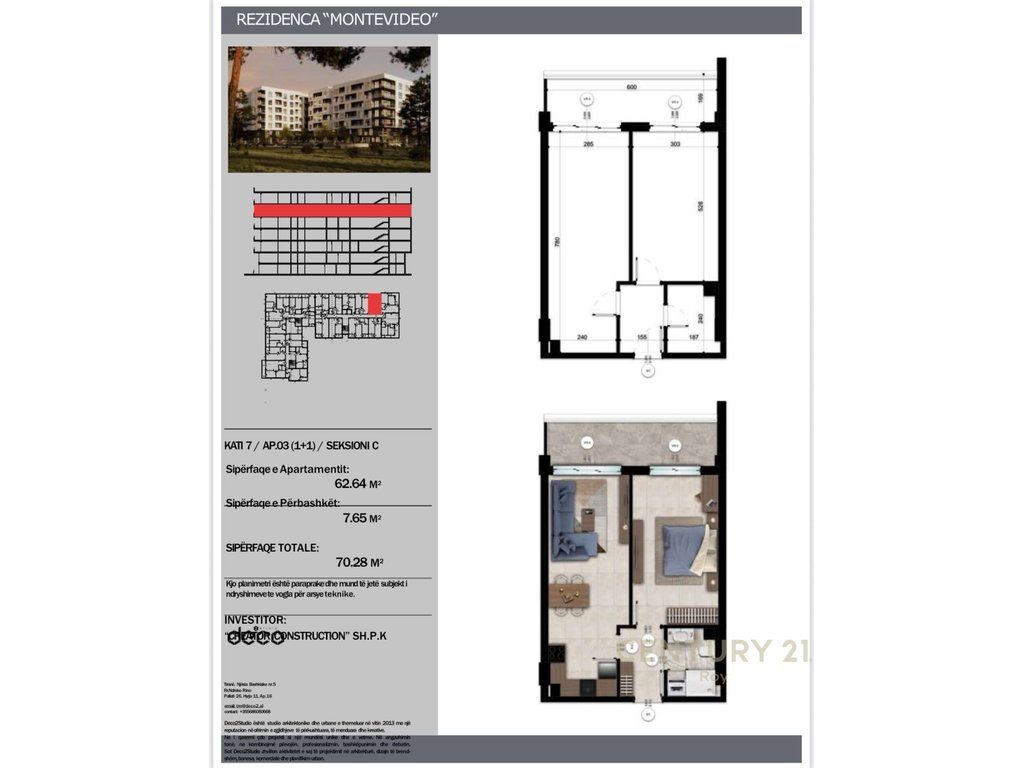 Apartament 1+1 Në Shitje në Mali i Robit, Durrës - 112,448€ | 70.28 m² 3