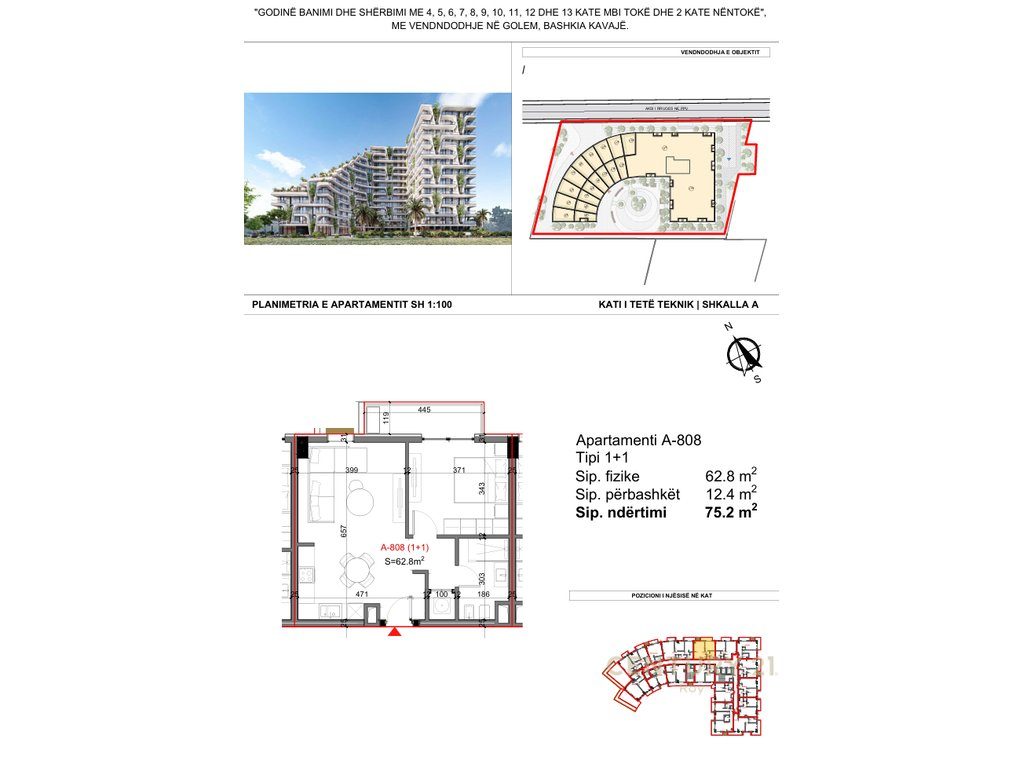 Apartament Pamje Deti 1+1 Për Shitje në Super Rezidencen TIKTALIK