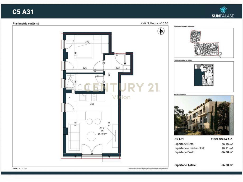 1+1 Apartment For Sale in Sun Palace Residence Dhërmi, Vlorë - €250,000 | 66.30 m² 3