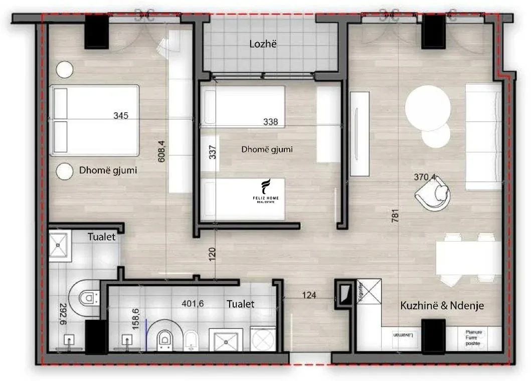 SHITET APARTAMENT 2+1 PORCELAN 169.000 EURO