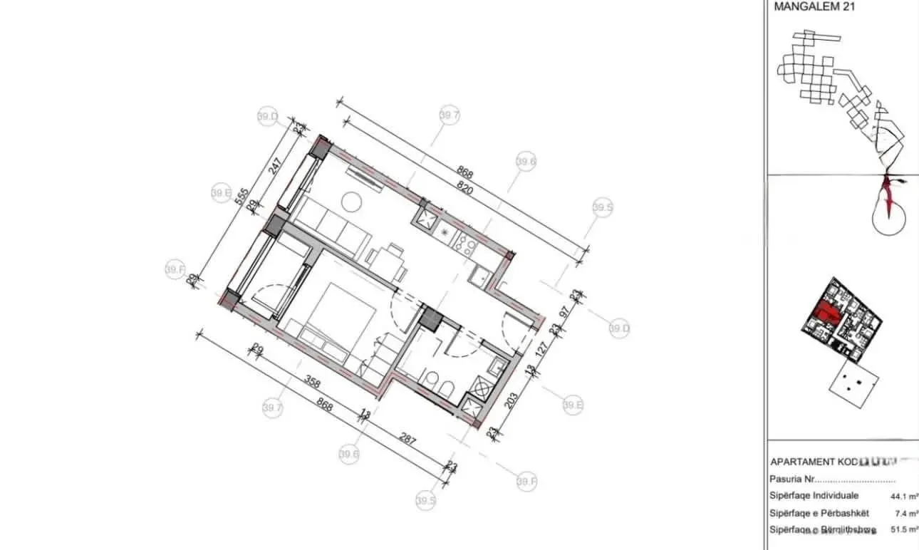 SHITET APARTAMENT 1+1 51.5 M2 ALI DEMI 85.000 EURO 3