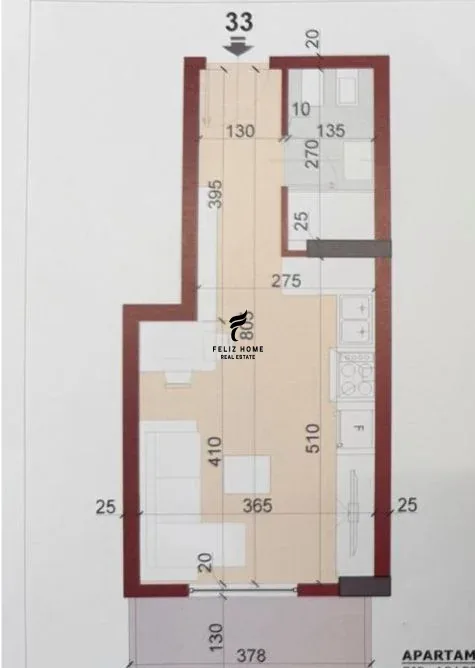 SHITET GARSIONERE 38.3 M2 KINOSTUDIO 83.000 EURO