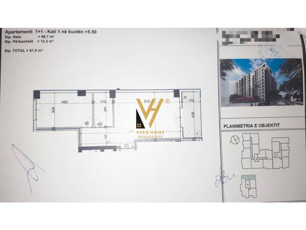 Shitet Apartament 1+1+ballkon te Kompleksi Aura , Laprake 81 m2