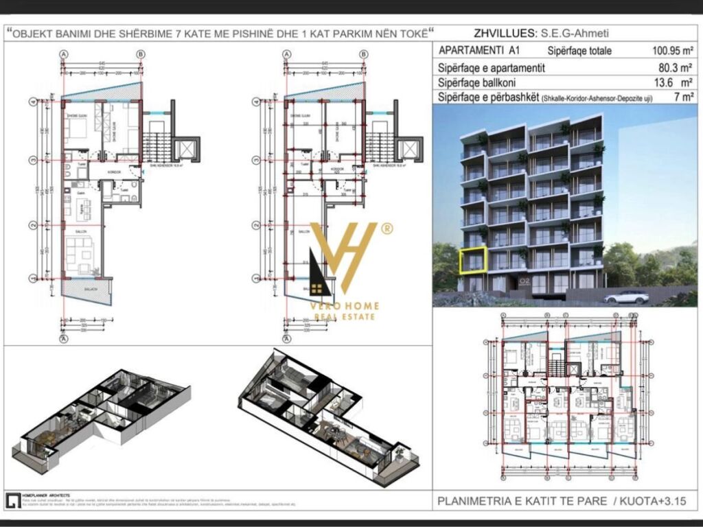 Shitet Apartament 2+1+2 ne Sarande 100 m2