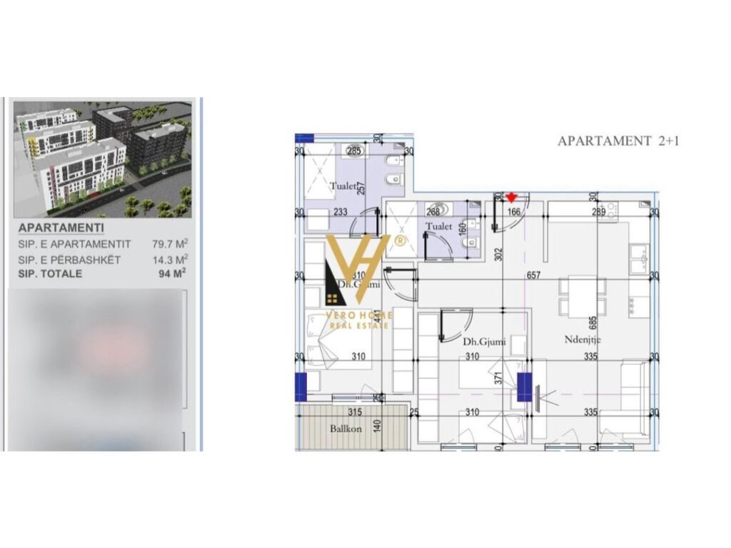 Shitet Apartament 2+1+ballkon te Kompleksi Nova Construction ,Ish Dogana 94 m2