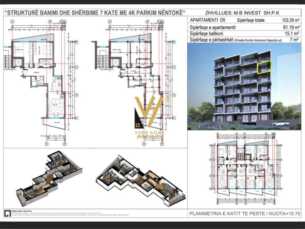 Shitet Apartament 2+1+2 ne Sarande 103 m2