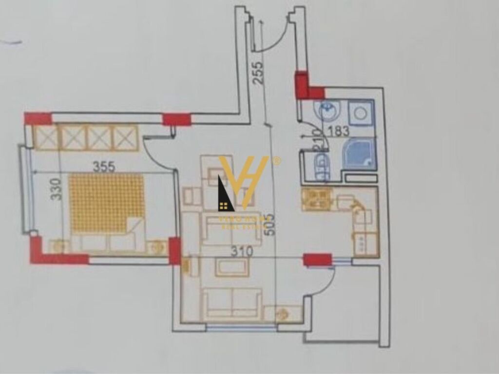 Shitet Apartament 1+1+ballkon te Gjiri i Lalzit 53 m2 2