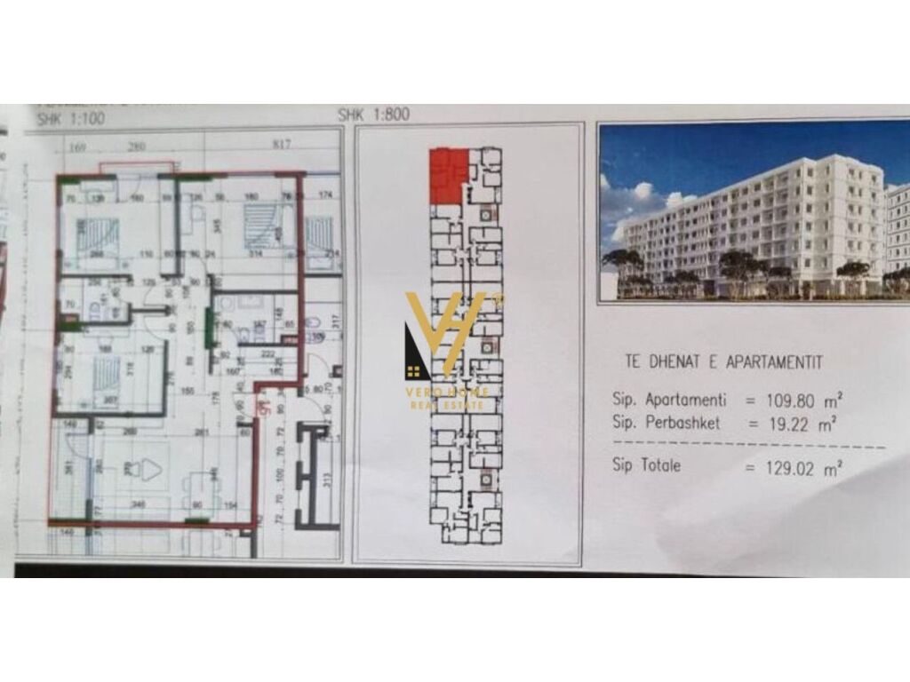 Shitet Apartament 3+1+2+ballkon ne Kamez 129 m2