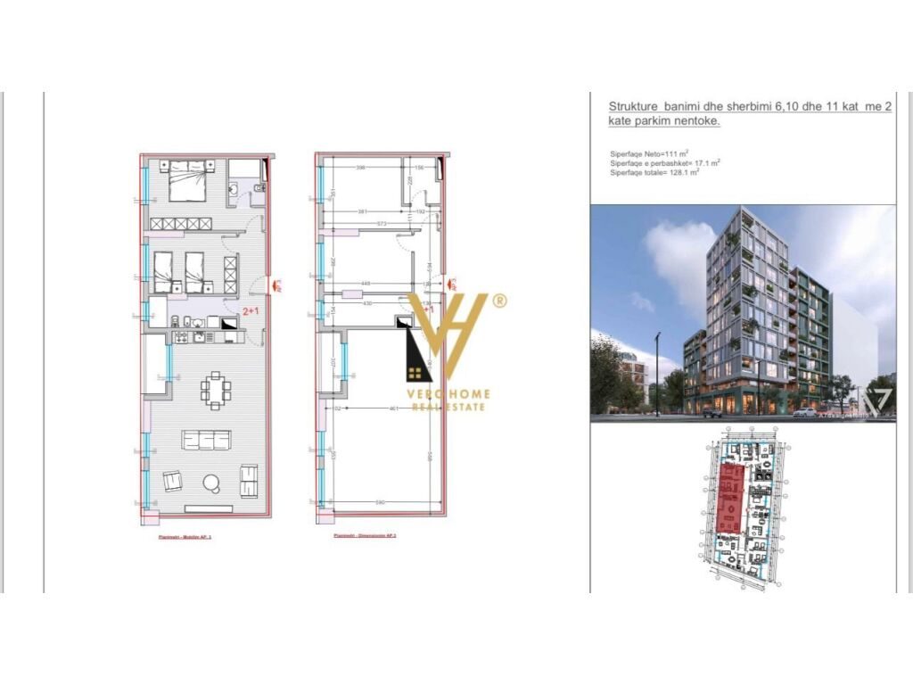 Shitet apartament 2+1 te Stacioni i Trenit 128 m2