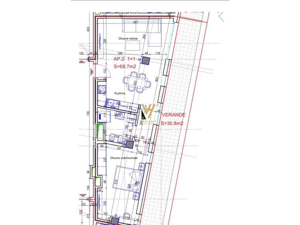 Shitet apartament 1+1 + Verande te Rruga Ali Visha , Tregu Elektrik 111 m2