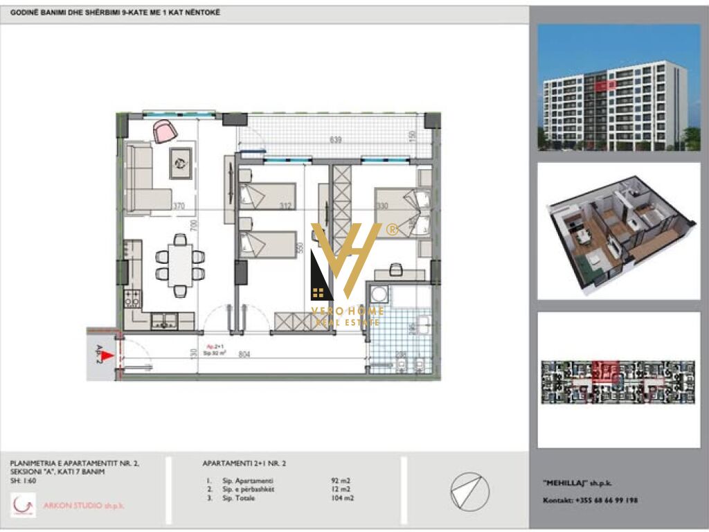 SHITET APARTAMENT 2+1+BLK NE KAMEZ 83.200 EURO