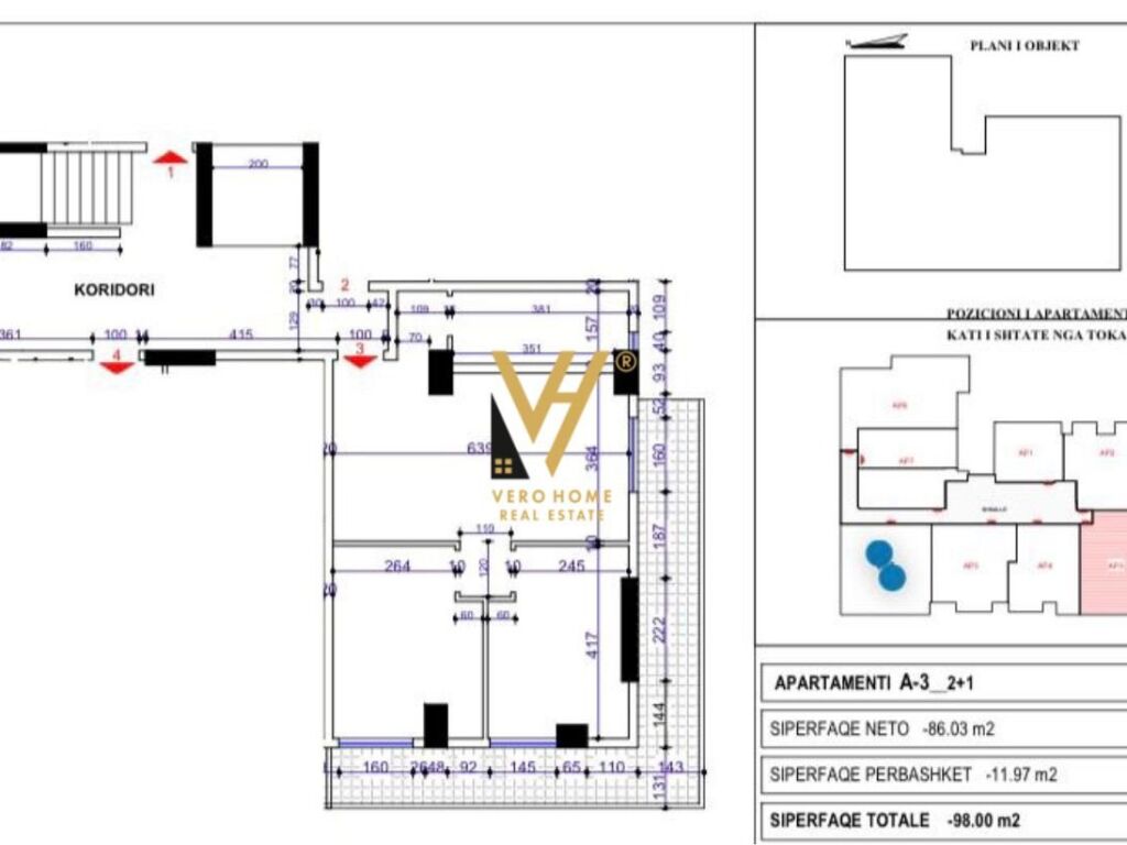 Shitet Apartament 2+1+ballkon ne Vlore , Kishes Ortodokse 98 m2