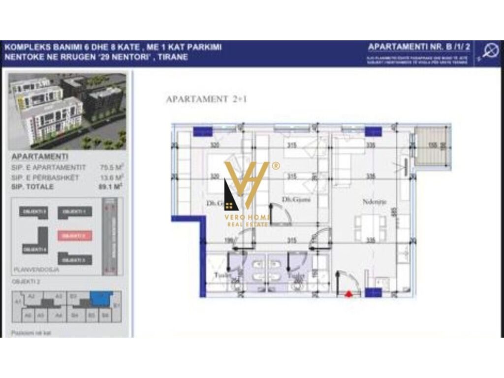 Shitet Apartament 2+1+ballkon te Kompleksi Entry II , Casa Italia 89 m2