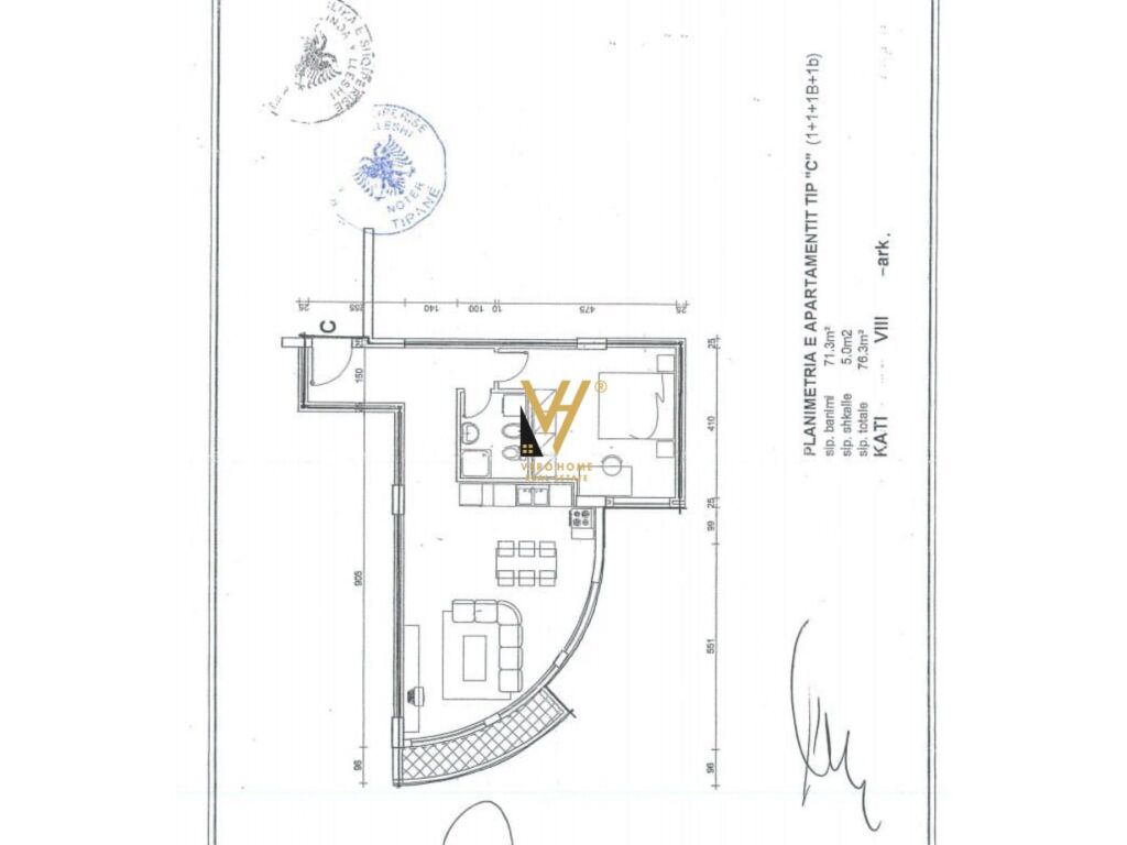 Shitet Apartament 1+1+ballkon te Zogu i Zi 76 m2