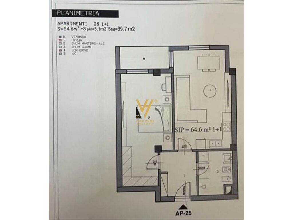 Shitet Apartament 1+1+ballkon te Rruga Myslym Keta 65 m2