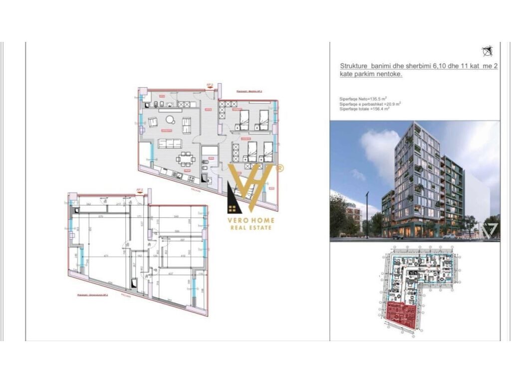 Shitet apartament 3+1 te Stacioni i Trenit 156 m2