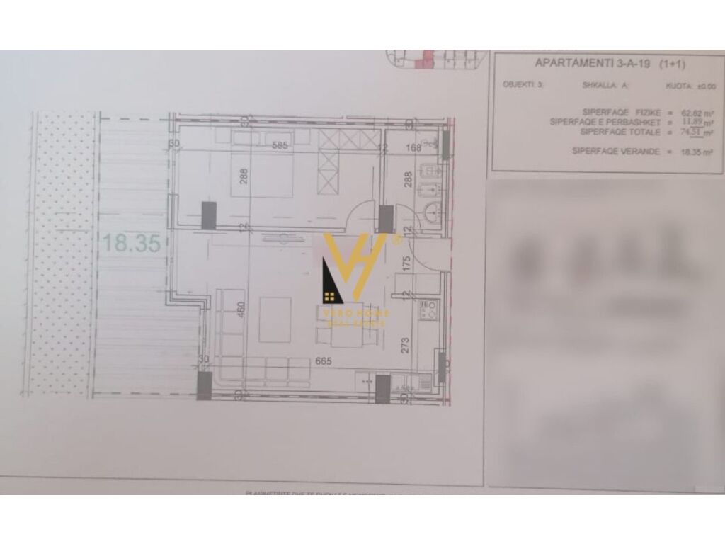 Shitet apartament 1+1+Verande te Zgjerimi Kodra e Diellit 2, 74 m2