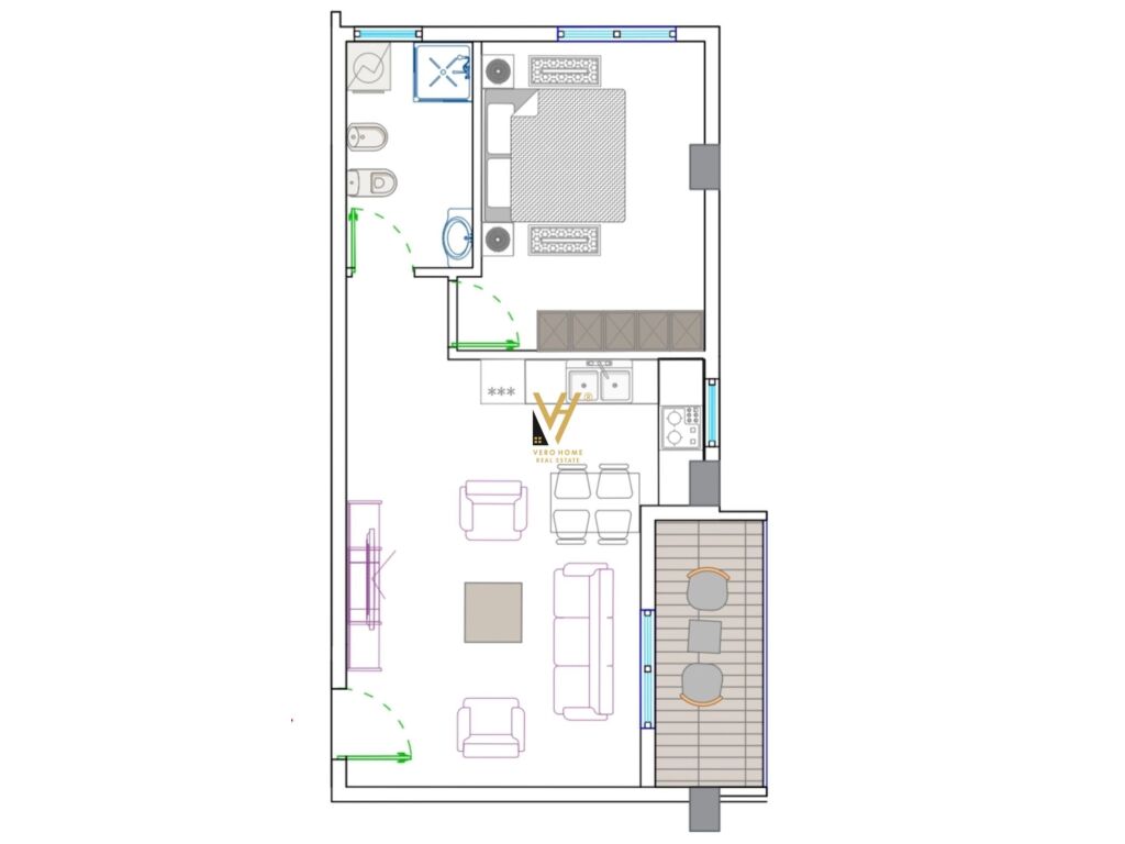 Shitet Apartament 1+1+ballkon te Mali i Robit 62 m2