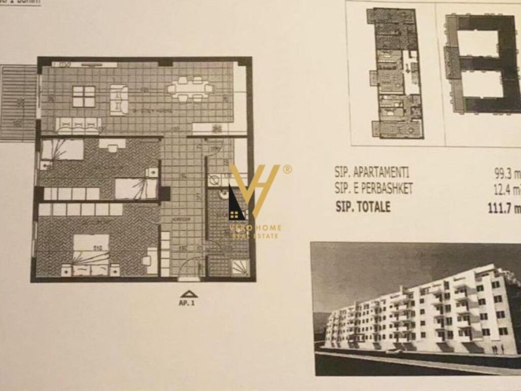 Shitet Apartament 2+1+Depo te Kompleksi Tom Doshi , Fresk 111 m2