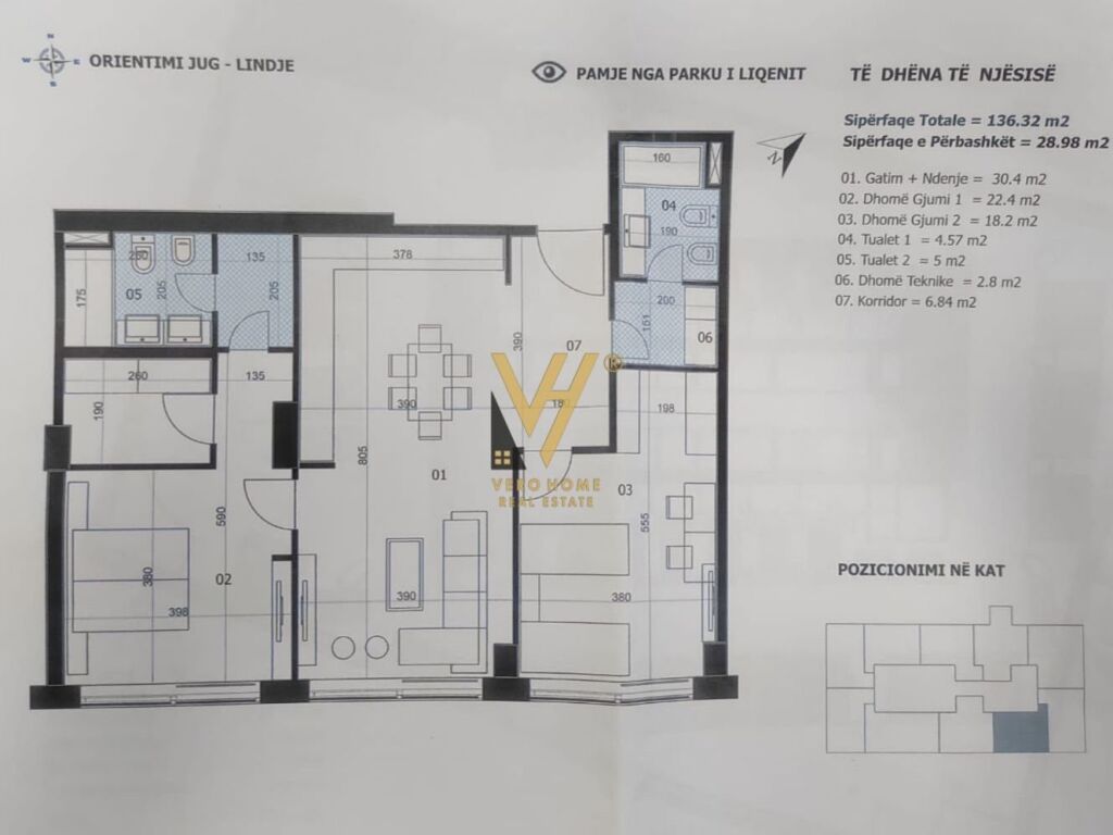Shitet apartament 2+1 te Kompleksi Downtown , Rruga e Elbasanit 136.2 m2