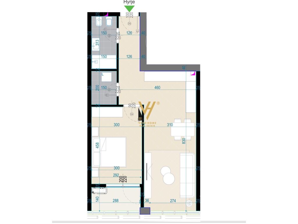 SHITET APARTAMENT 1+1+BLK TE RRUGA VASO PASHA, BLLOK 386.300 EURO