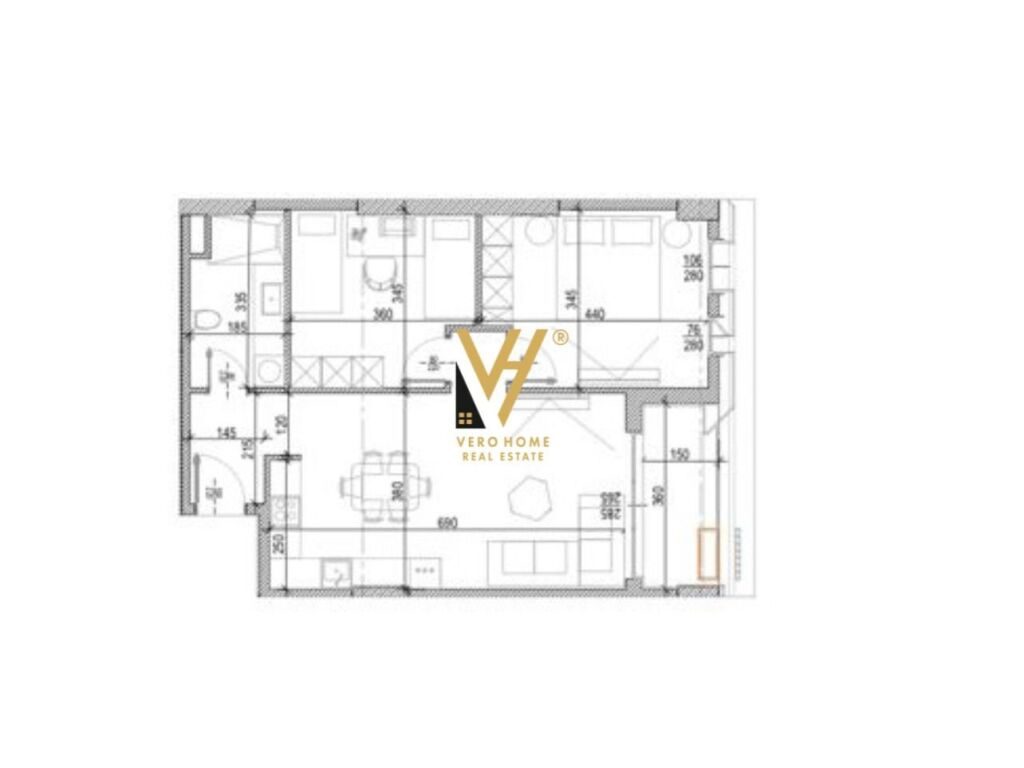 Shitet Apartament 1+1+studio te Residenca Riverside 95 m2 1