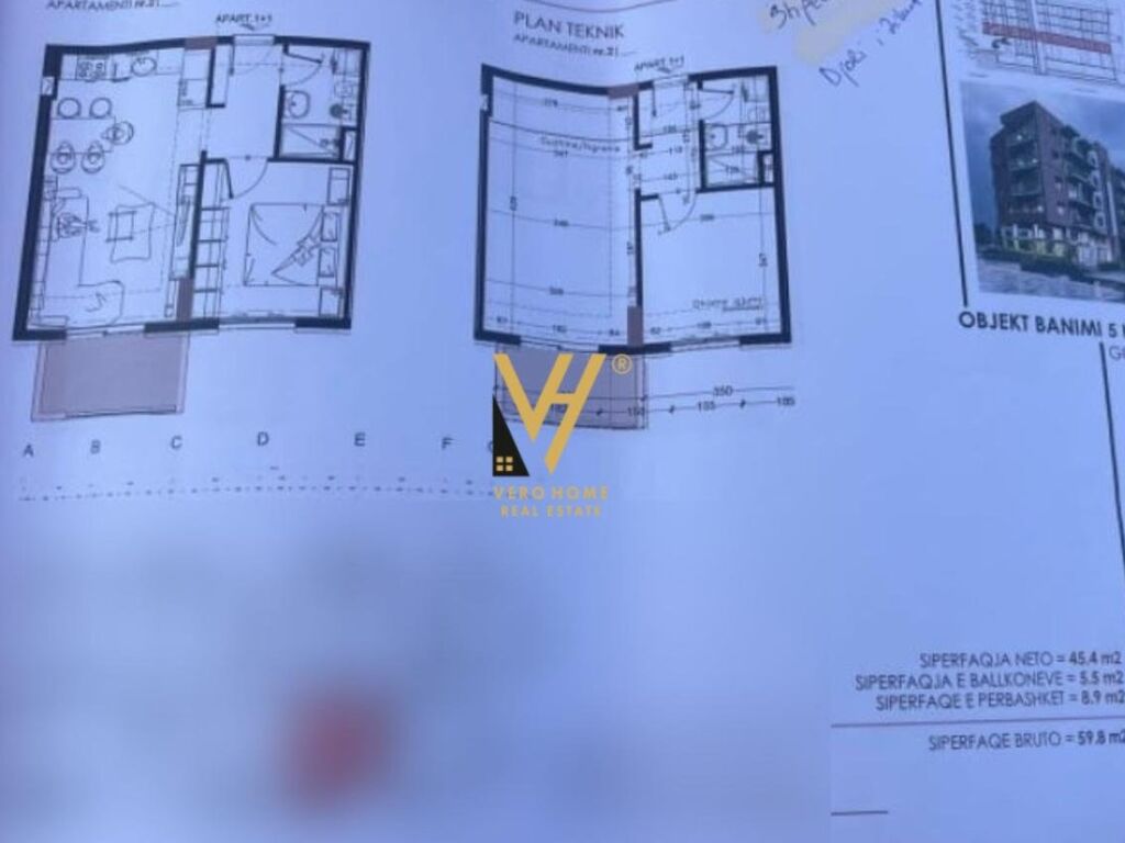 Shitet Apartament 1+1+ballkon ne Golem 60 m2